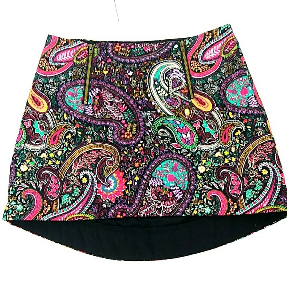 Topshop Dresses & Skirts - Topshop Paisley Double Zipper Black Skirt 4